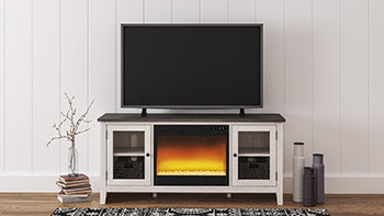 Dorrinson 60" TV Stand with Electric Fireplace - Brown/Beige;White