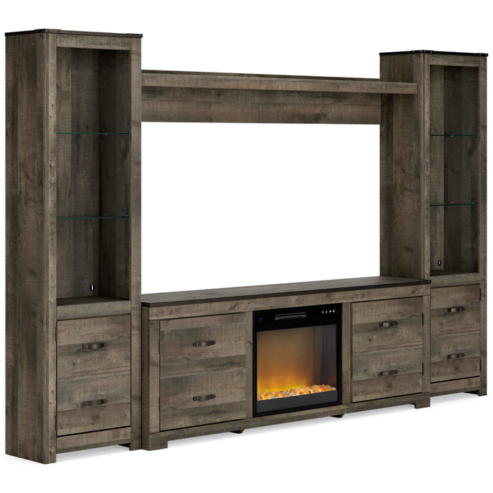 Trinell 4-Piece Entertainment Center with Electric Fireplace