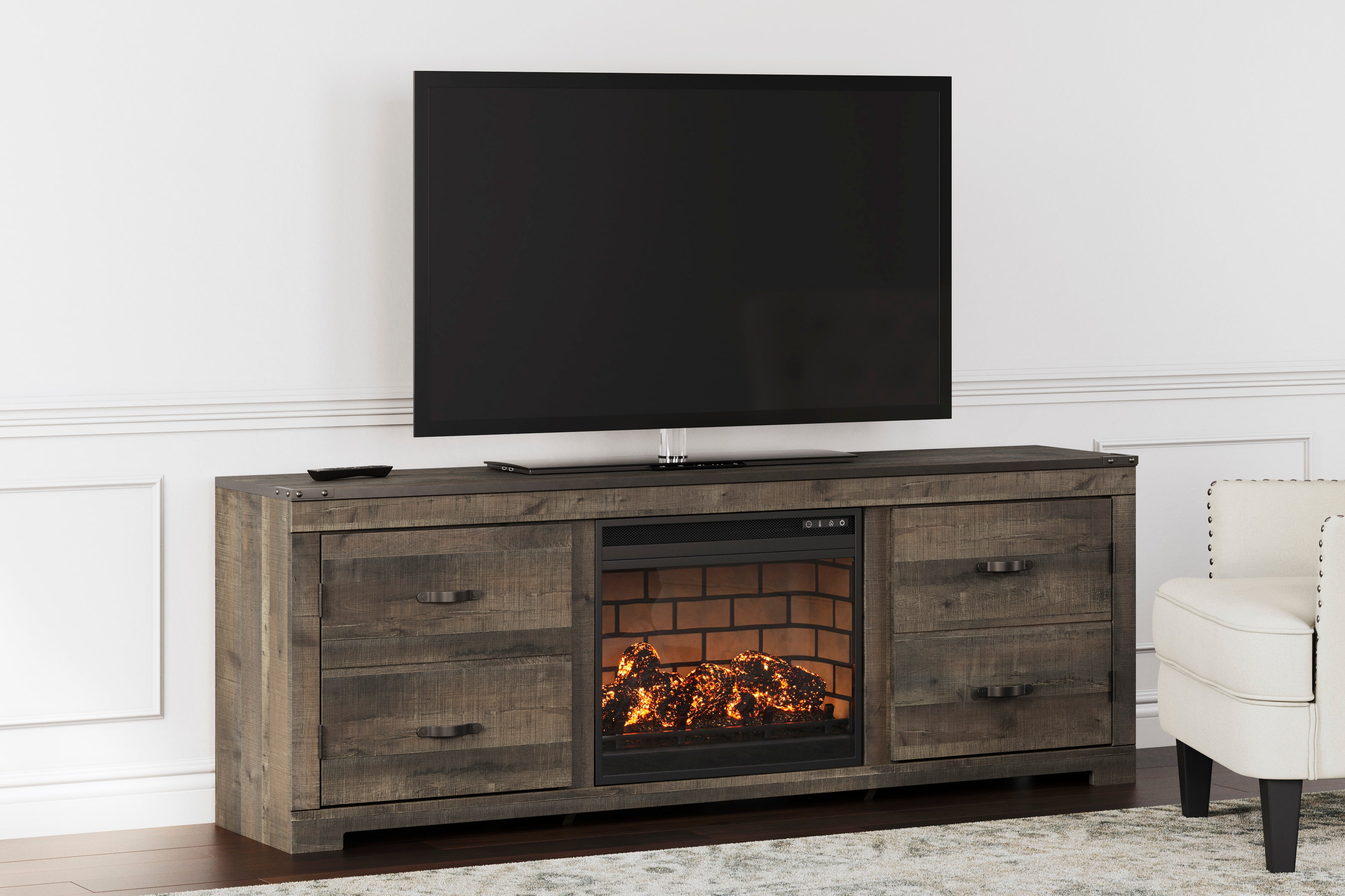 Trinell 72" TV Stand with Electric Fireplace ASHW446W16 — A&M Discount