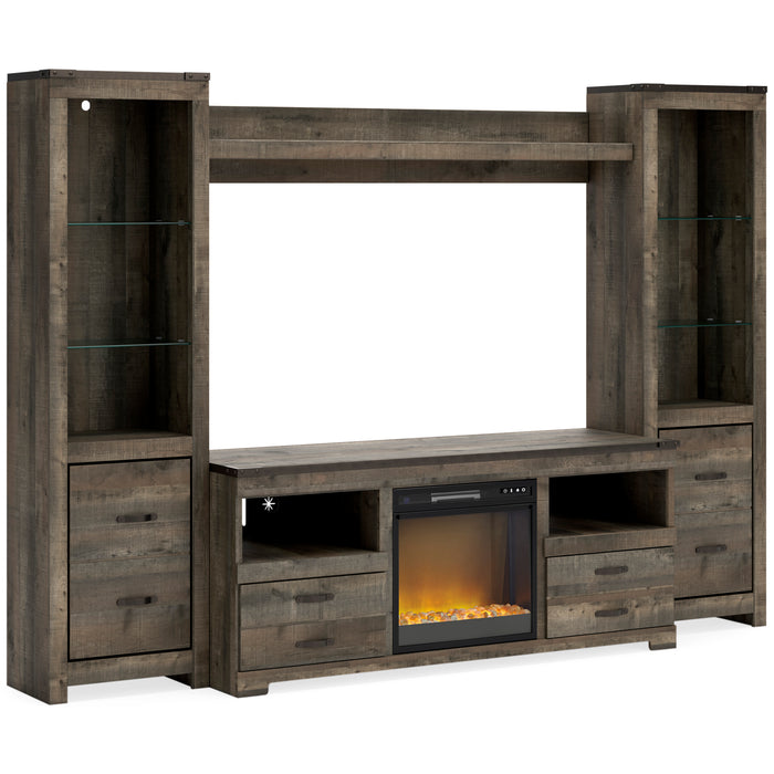 Trinell 4-Piece Entertainment Center with Electric Fireplace