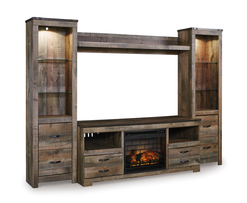 Trinell 4-Piece Entertainment Center with Electric Fireplace