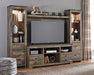 Trinell 63" TV Stand with Electric Fireplace - Brown/Beige