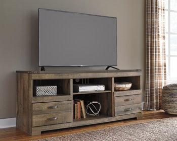 Trinell 63" TV Stand with Electric Fireplace - Brown/Beige
