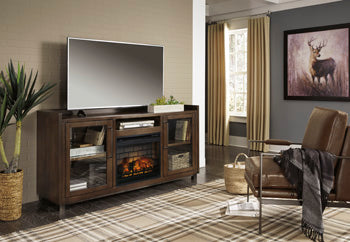 Starmore 70" TV Stand with Electric Fireplace - Brown/Beige