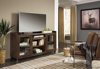 Starmore 70" TV Stand with Electric Fireplace - Brown/Beige