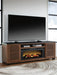 Kallari 84" TV Stand with Electric Fireplace - Warm Brown/Black