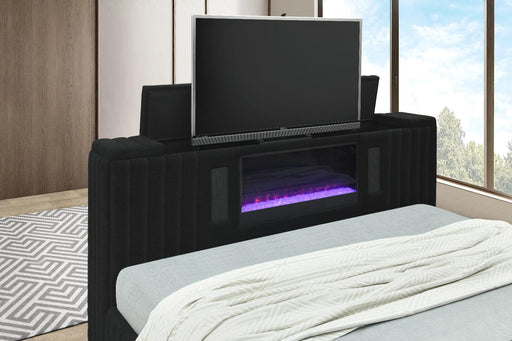 Queen Bed Headboard W/led, Queen Bed Footbaord W/tv Stand & Fireplace, Queen Bed Rail & Slats