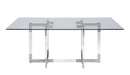 Contemporary 42"x 72" Glass Dining Table w/ Floating Acrylic Base & Steel Accents YASMIN-DT-4272