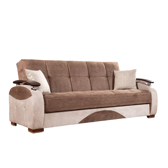 Ottomanson Yafah Collection Upholstered Convertible Sofabed with Storage