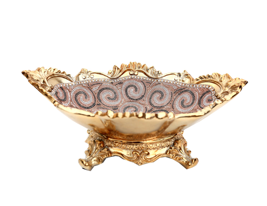 Ambrose Chrome Plated Crystal Embellished Ceramic Bowl