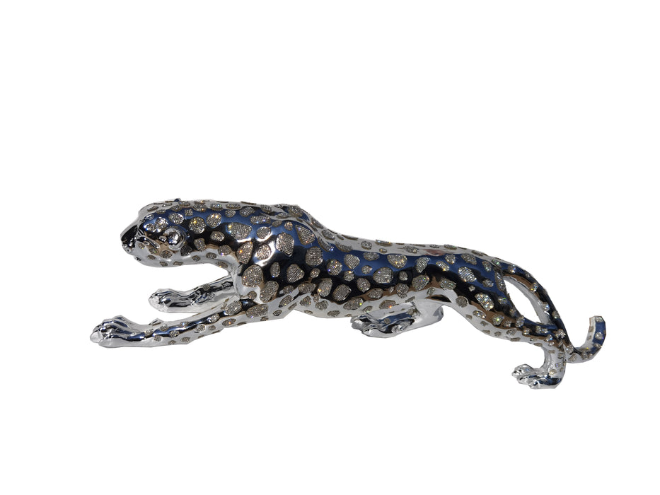 Ambrose Diamond Encrusted Chrome Plated Panther (29L x 7W x 8H)
