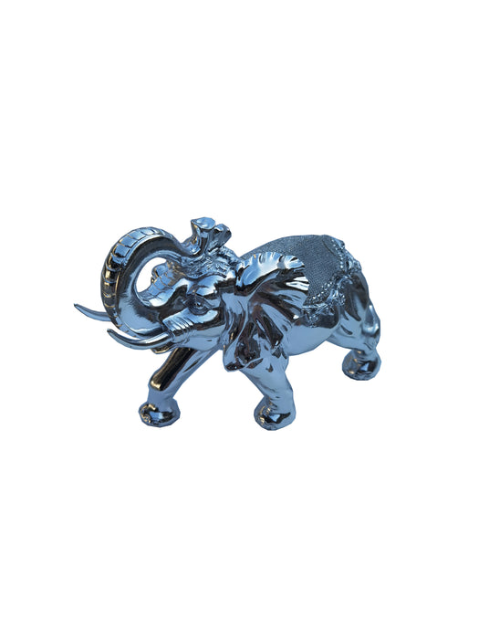 Ambrose Delightfully Extravagant Chrome Plated Elephant with Embedded Crystal Saddle (11.5L x 5W x 8.5H)