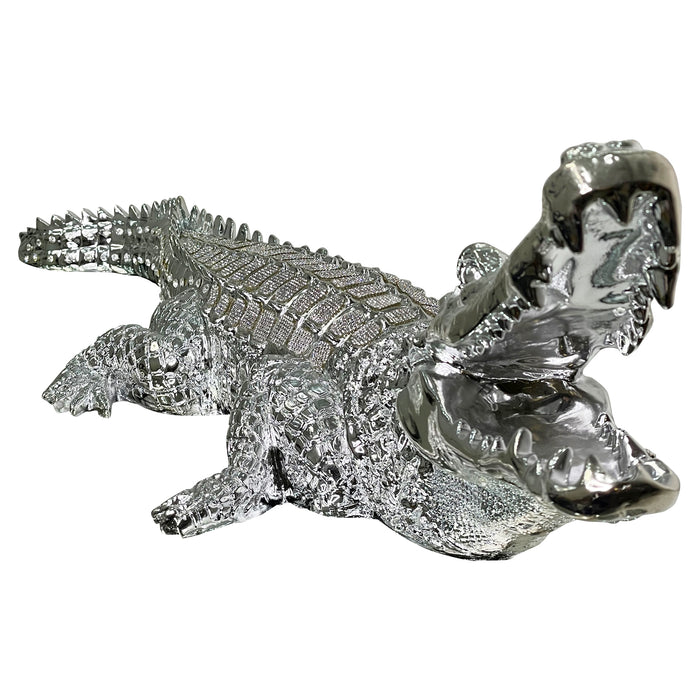 Ambrose Diamond Encrusted Chrome Plated Crocodile (25L x 9W x 7.5H)