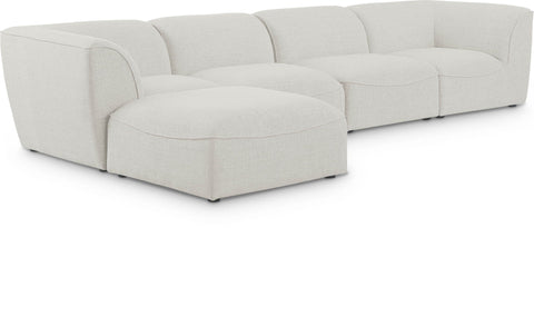 Miramar 142" Linen Textured Fabric Upholstered 5pc. Modular Sectional