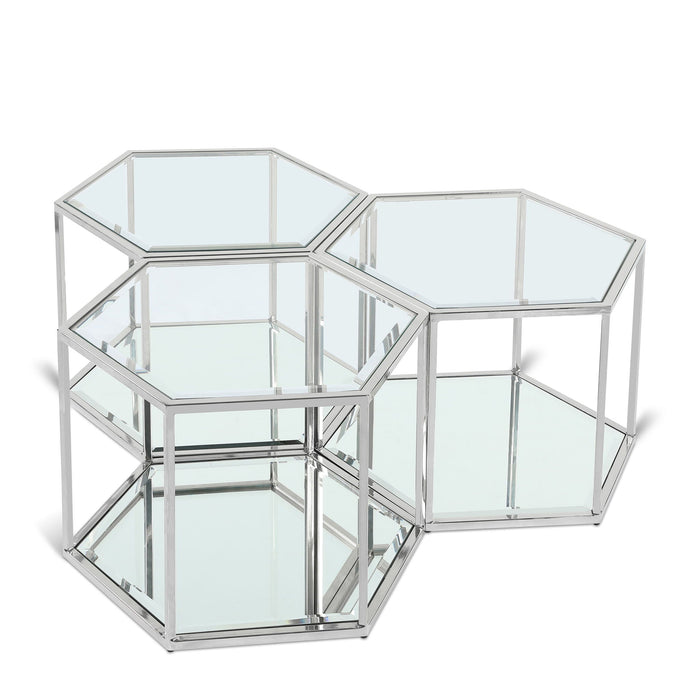Sei Glass And Steel 3pc. Modular Coffee Table