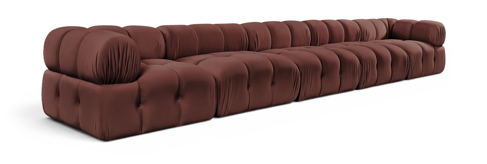 Orin 185" Velvet Performance Fabric Upholstered 5 Pc. Modular Sofa