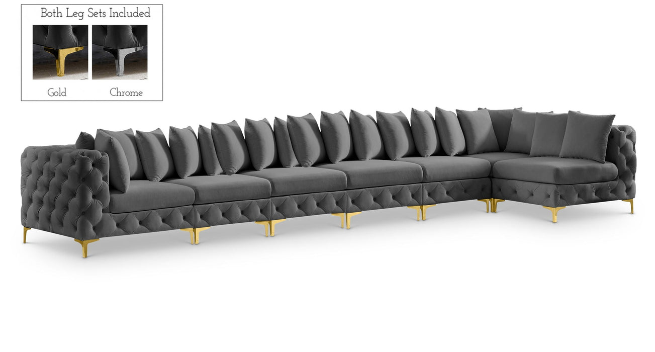 Tremblay 198" Velvet Upholstered 7pc. Modular Sectional