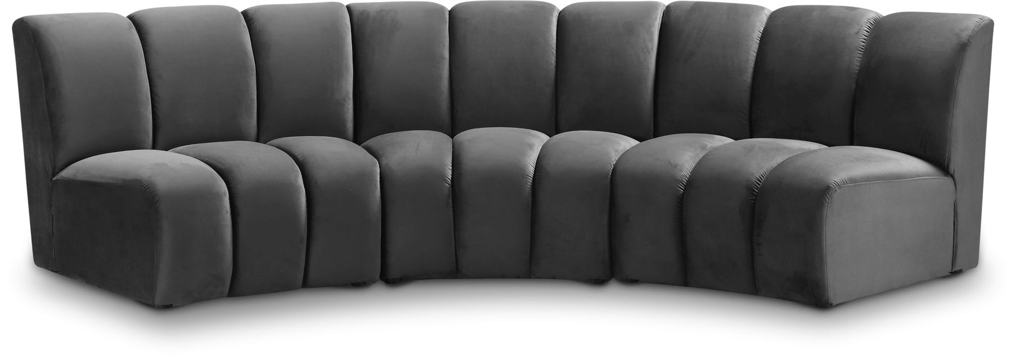 Infinity 119" Velvet Upholstered 3pc. Modular Sectional