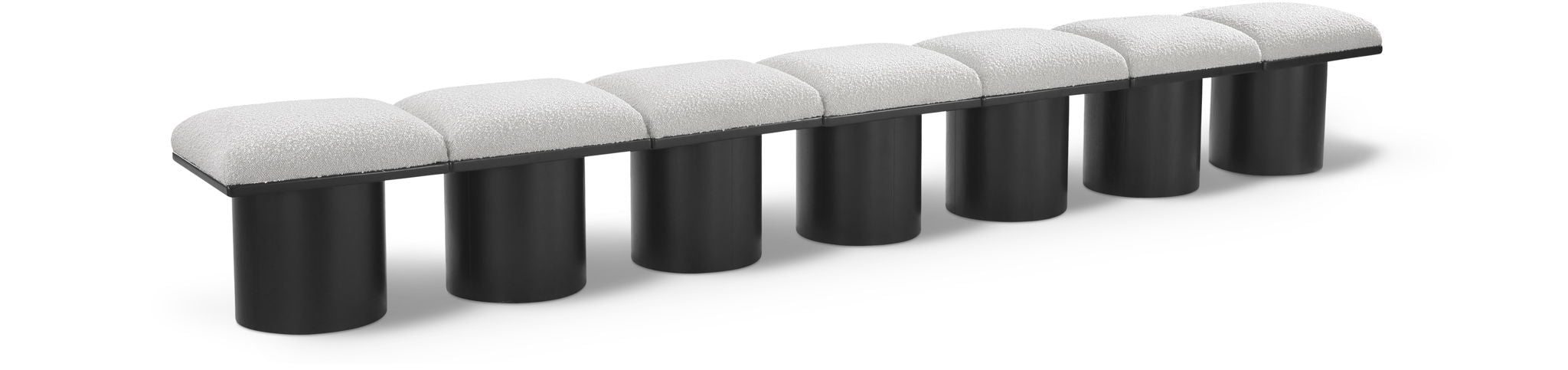 Banco modular tapizado de bouclé Pavilion de 7 piezas