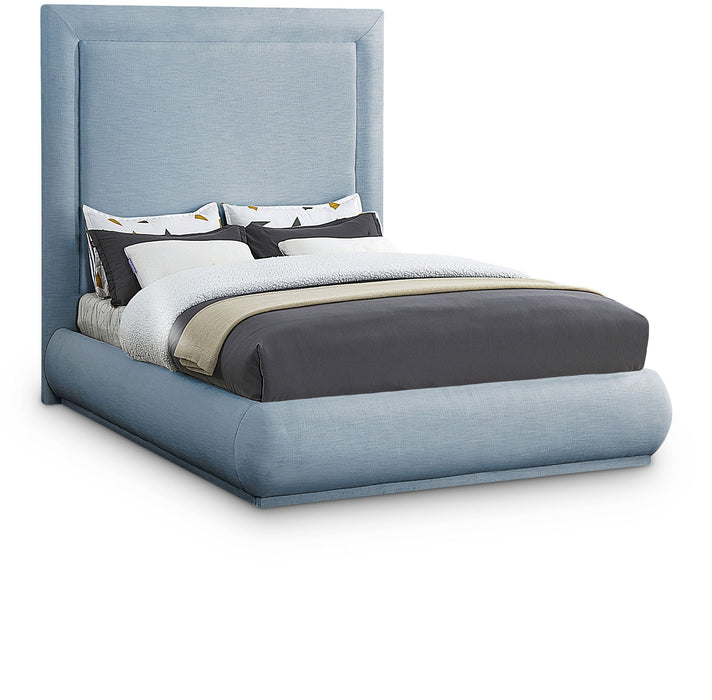 Cama tapizada de tela con textura de lino Brooke