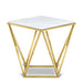 Mason Genuine Marble Top And Gold Steel Base End / Side Table