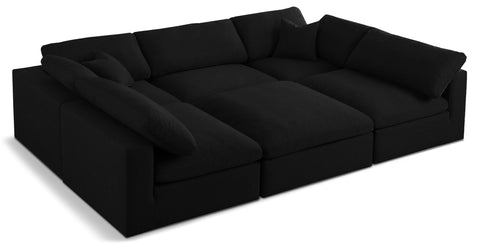 Serene 119" Linen Textured Fabric Upholstered Deluxe Comfort 6pc. Modular Sectional