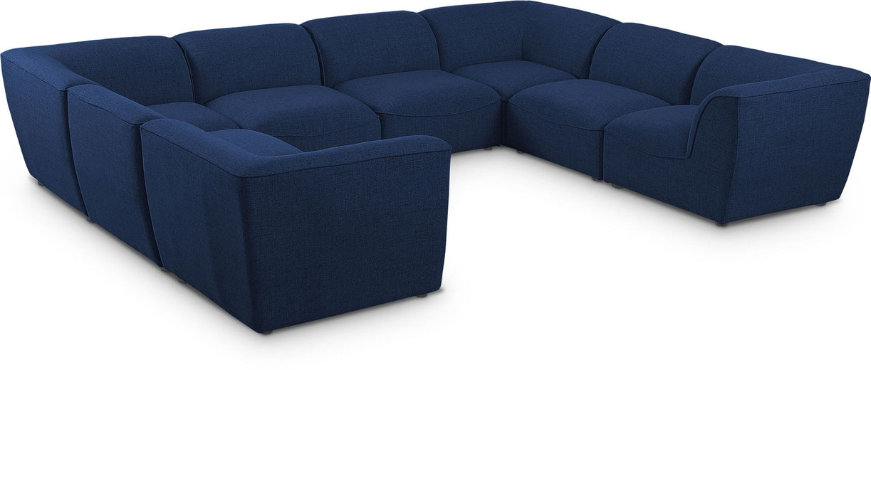 Miramar 142" Linen Textured Fabric Upholstered 8pc. Modular Sectional
