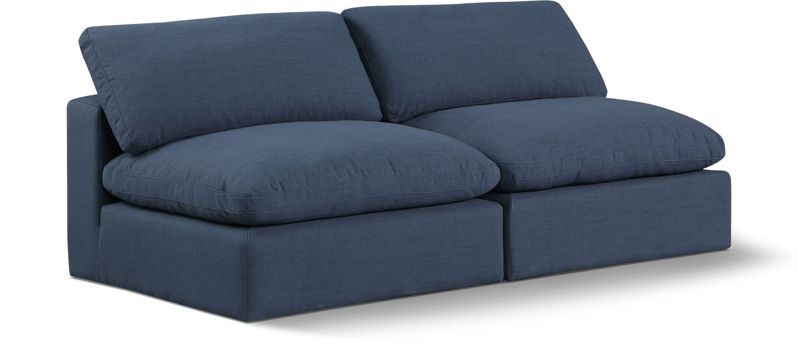 Comfy 78" Linen Textured Fabric Upholstered 2pc. Armless Modular Loveseat