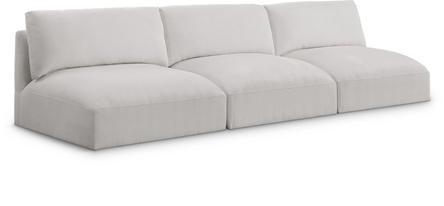 Ease 114" Fabric Upholstered 3pc. Armless Modular Sofa