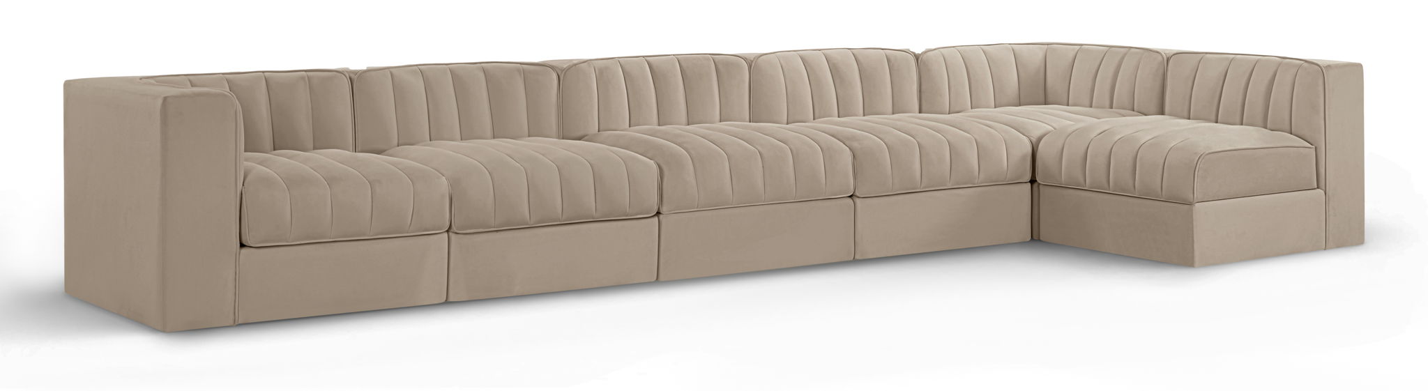 Rummi 155" Velvet Performance Fabric Upholstered 6pc. Modular Sectional