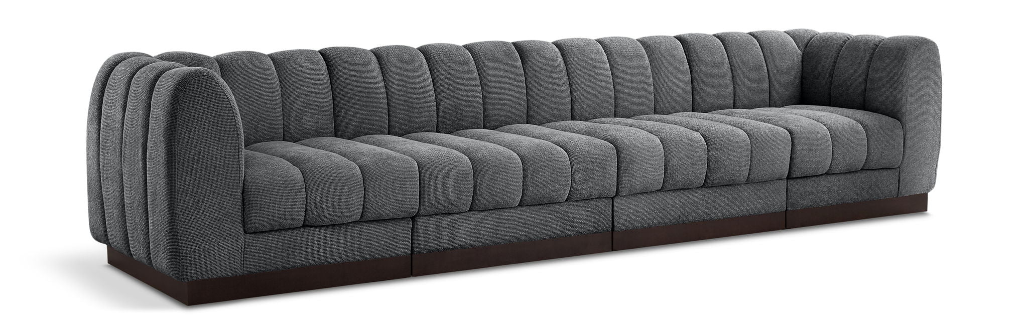 Quinn 133" Chenille Fabric Upholstered 4pc. Modular Sofa