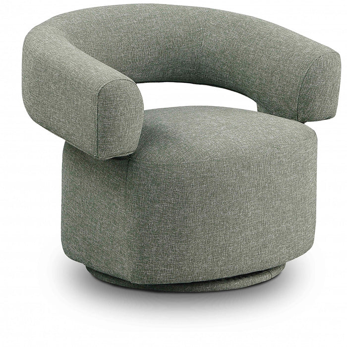 Niya Linen Textured Fabric Upholstered Swivel Accent Chair