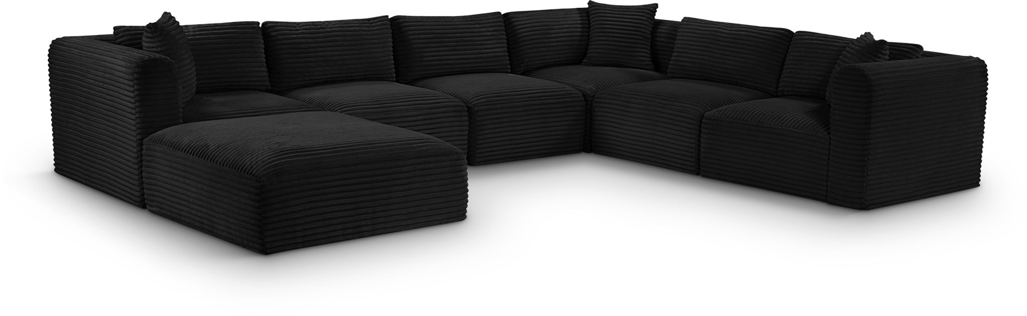 Shaggy 140" Corduroy Performance Fabric Upholstered Modular Sectional