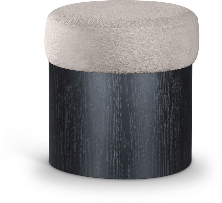 Nimes Velour Fur Fabric Upholstered Ottoman