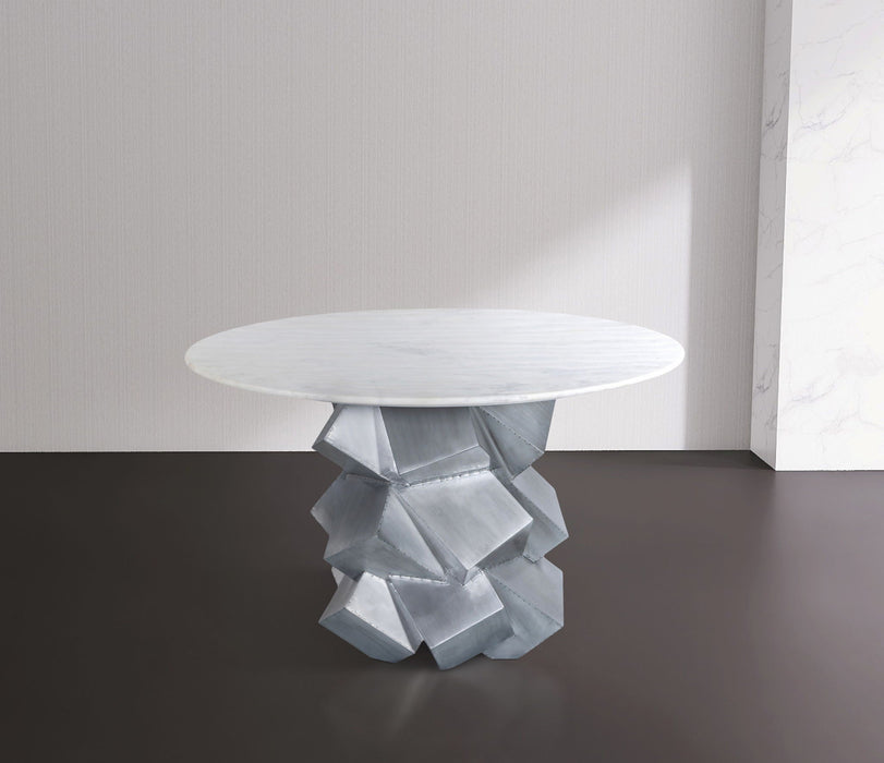 Mesa de comedor con cubierta de mármol genuino con base de latón Walker de 48"