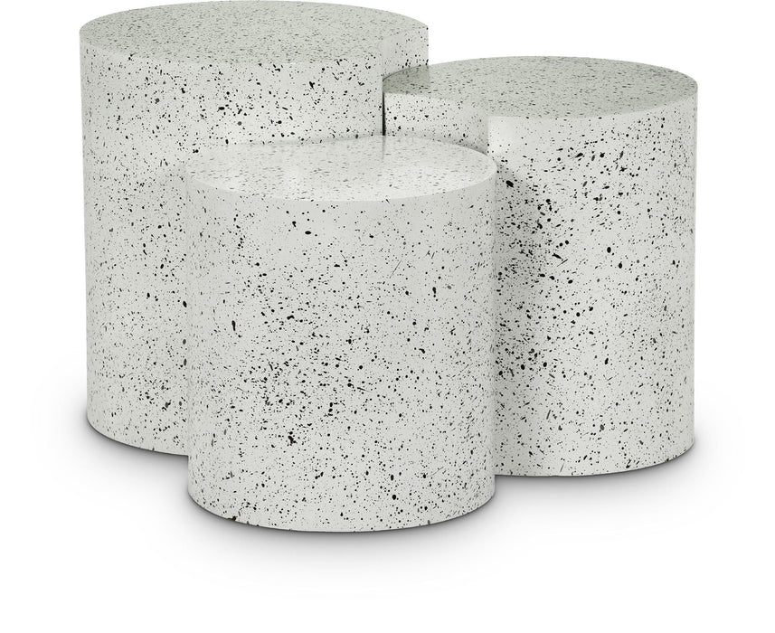 Dimple Terrazzo Pattern Iron Nesting 3pc. Modular End / Side Table