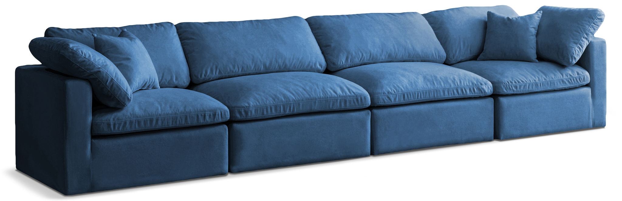 Plush 140" Velvet Upholstered Standard Comfort 4pc. Modular Sofa