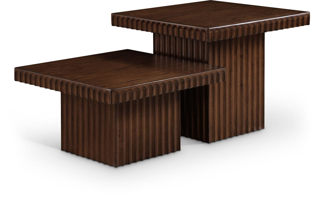 Mesa de centro de madera maciza con enchapado de roble Spencer de 2 piezas