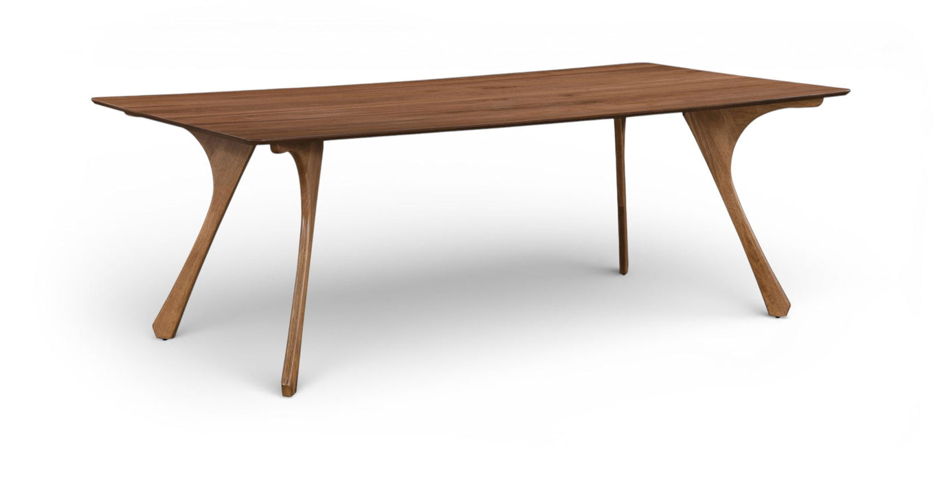 Mesa de comedor de madera maciza con enchapado de nogal Glenwood de 86.75"