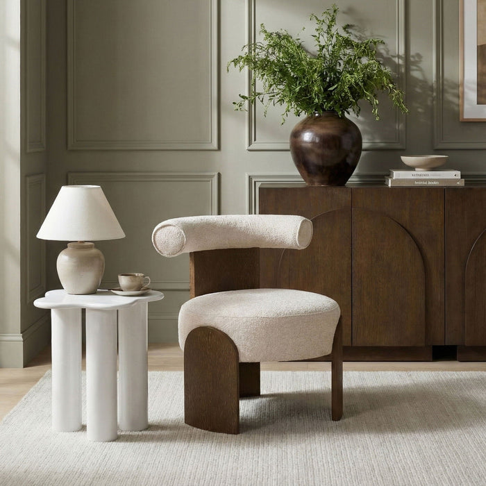 Calder Linen Textured Fabric Upholstered Chair