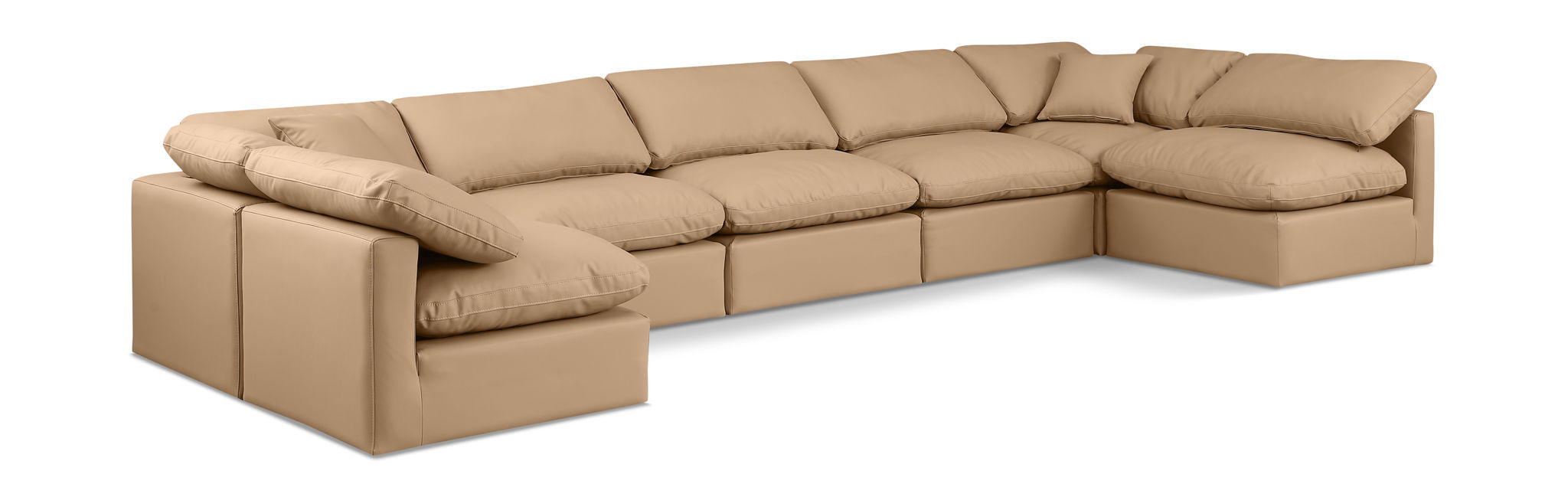 Seccional modular tapizado de cuero vegano Indulge de 175" de 7 piezas