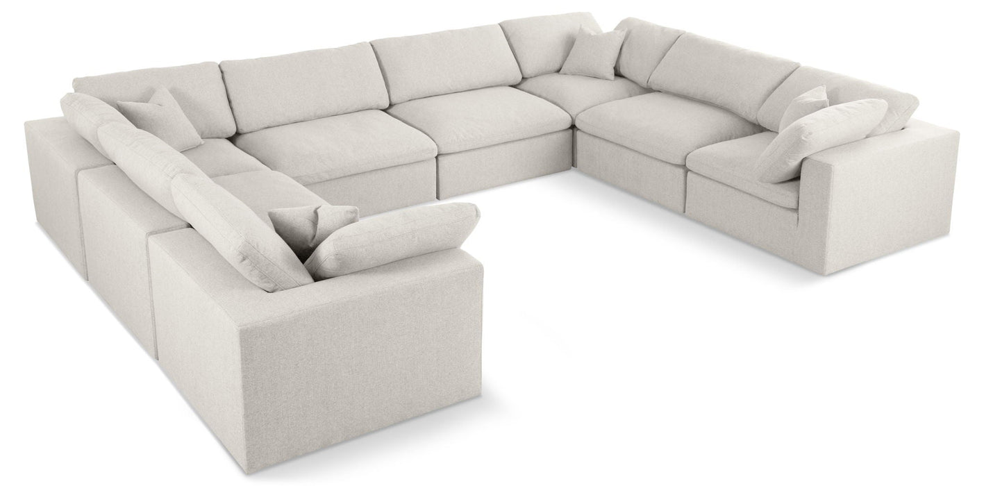 Serene 158" Linen Textured Fabric Upholstered Deluxe Comfort 8pc. Modular Sectional