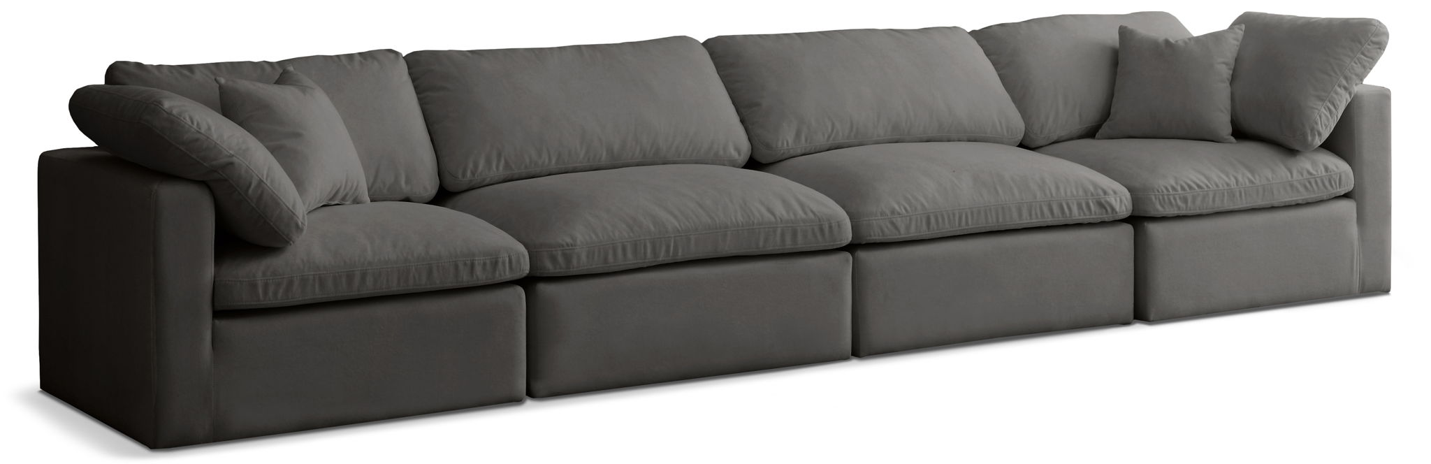 Plush 140" Velvet Upholstered Standard Comfort 4pc. Modular Sofa