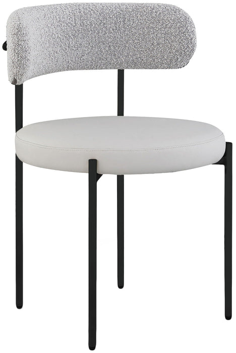 Beacon Cream Vegan Leather And Boucle Fabric Upholstered Dining Chair