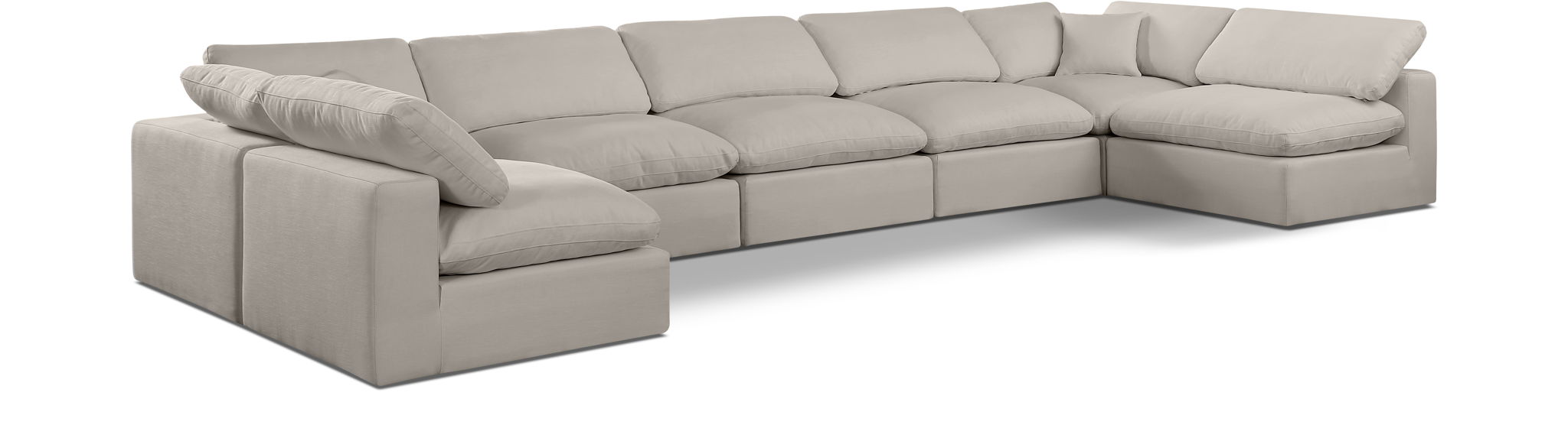 Comfy 197" Linen Textured Fabric Upholstered 7pc. Modular Sectional
