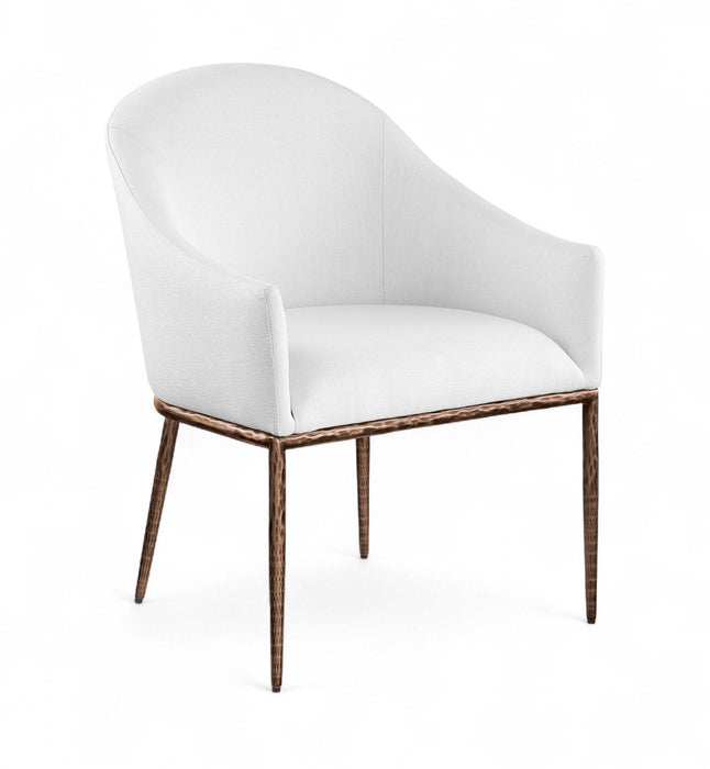 Ferro Linen Textured Performance Fabric Upholstered Dining Arm Chair