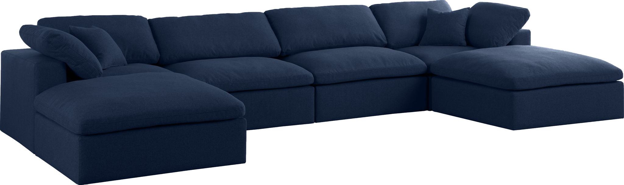 Serene 158" Linen Textured Fabric Upholstered Deluxe Comfort 6pc. Modular Sectional