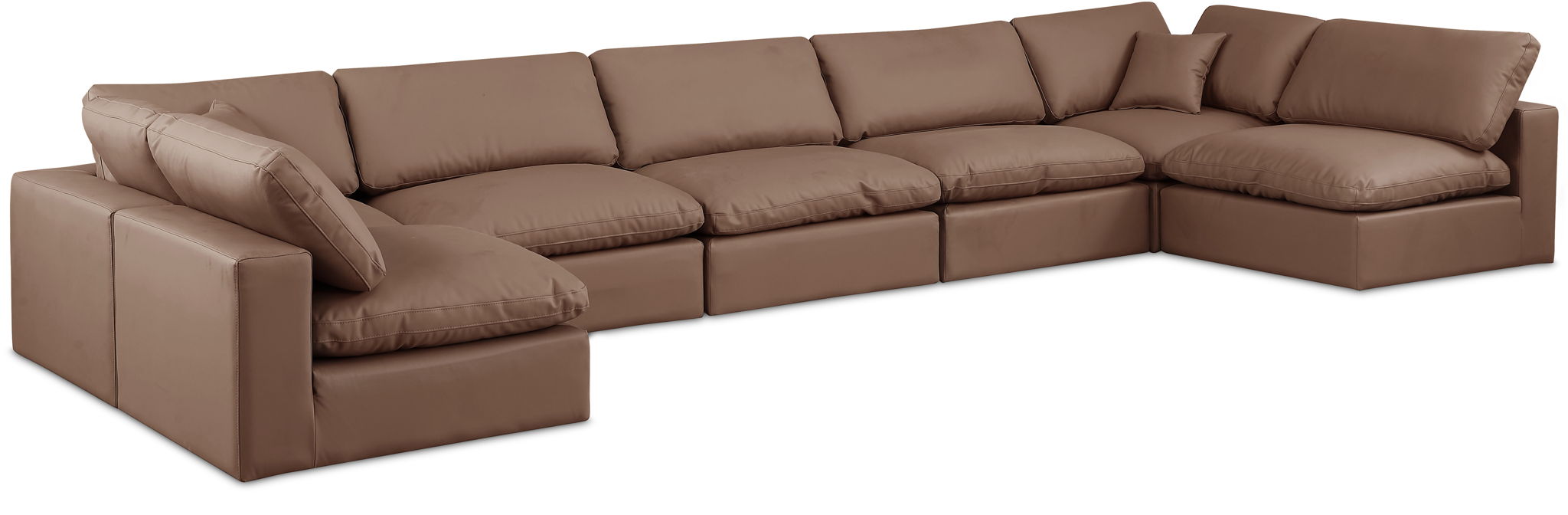 Comfy 197" Vegan Leather Upholstered 7pc. Modular Sectional