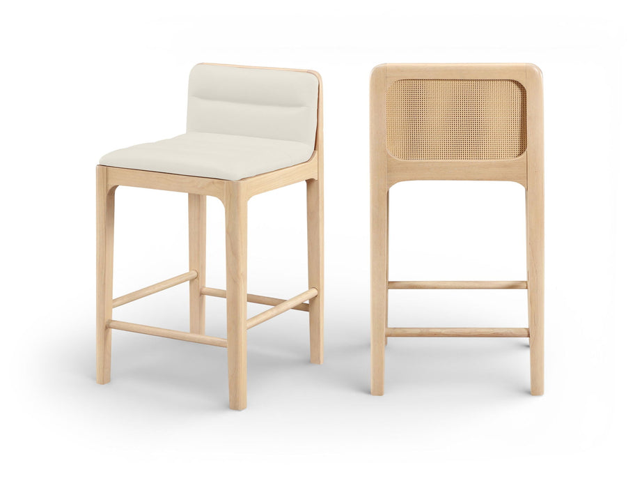 Ellis Cane And Vegan Leather Upholstered Counter Stool