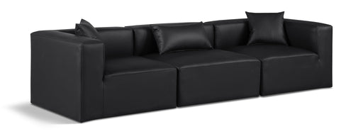 Cube 108" Vegan Leather Upholstered 3pc. Modular Sofa